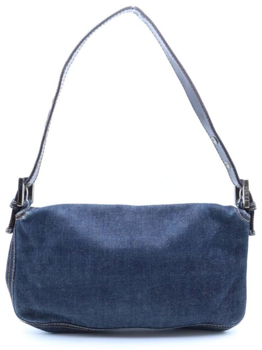 ★SOLD★ Fendi Mamma Bucket Shoulder Bag Denim Indigo Blue Silver - Picture 2 of 6